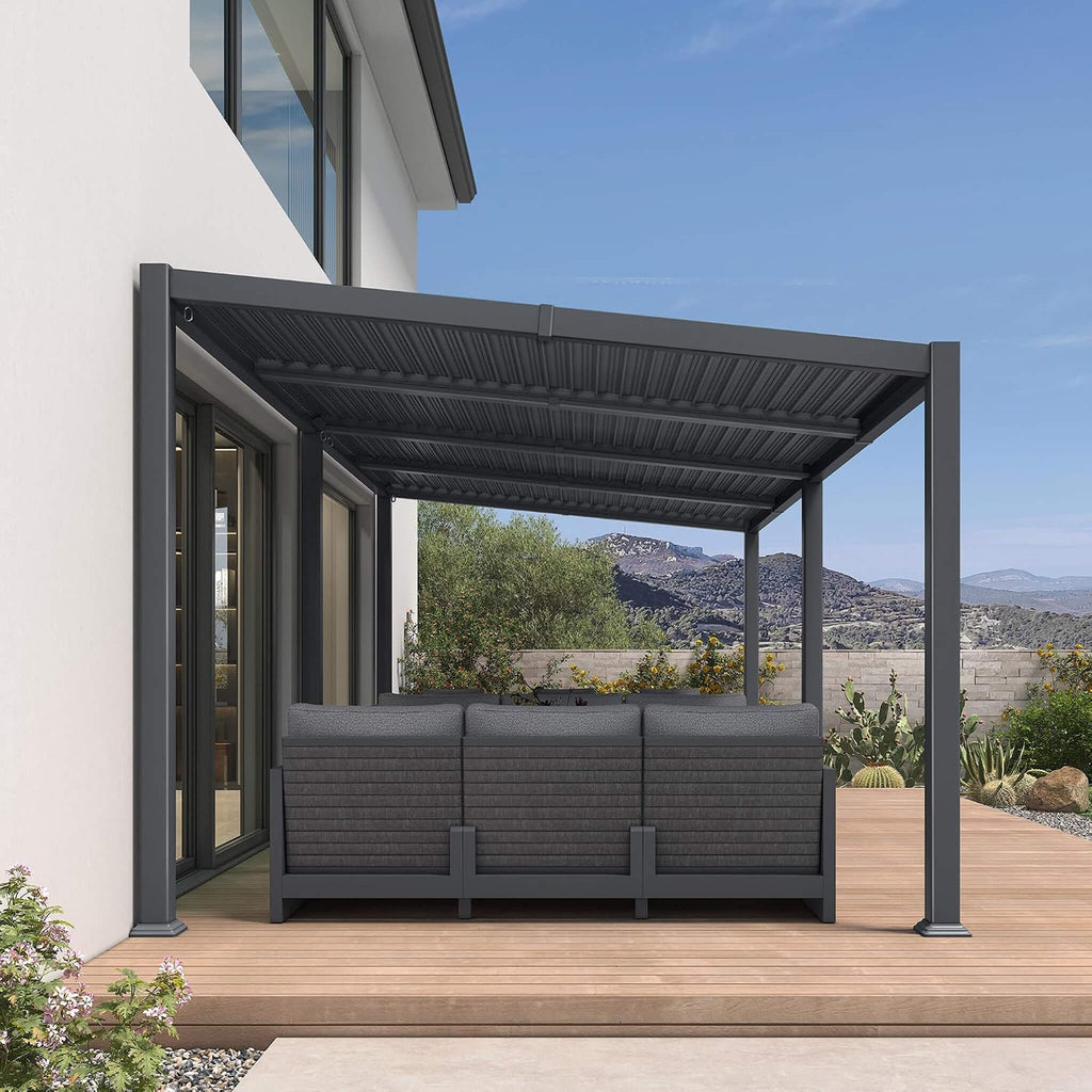 [10X20FT] Alora Modern Louvered Aluminum Pergola With Sloped Roof (SAK12034)
