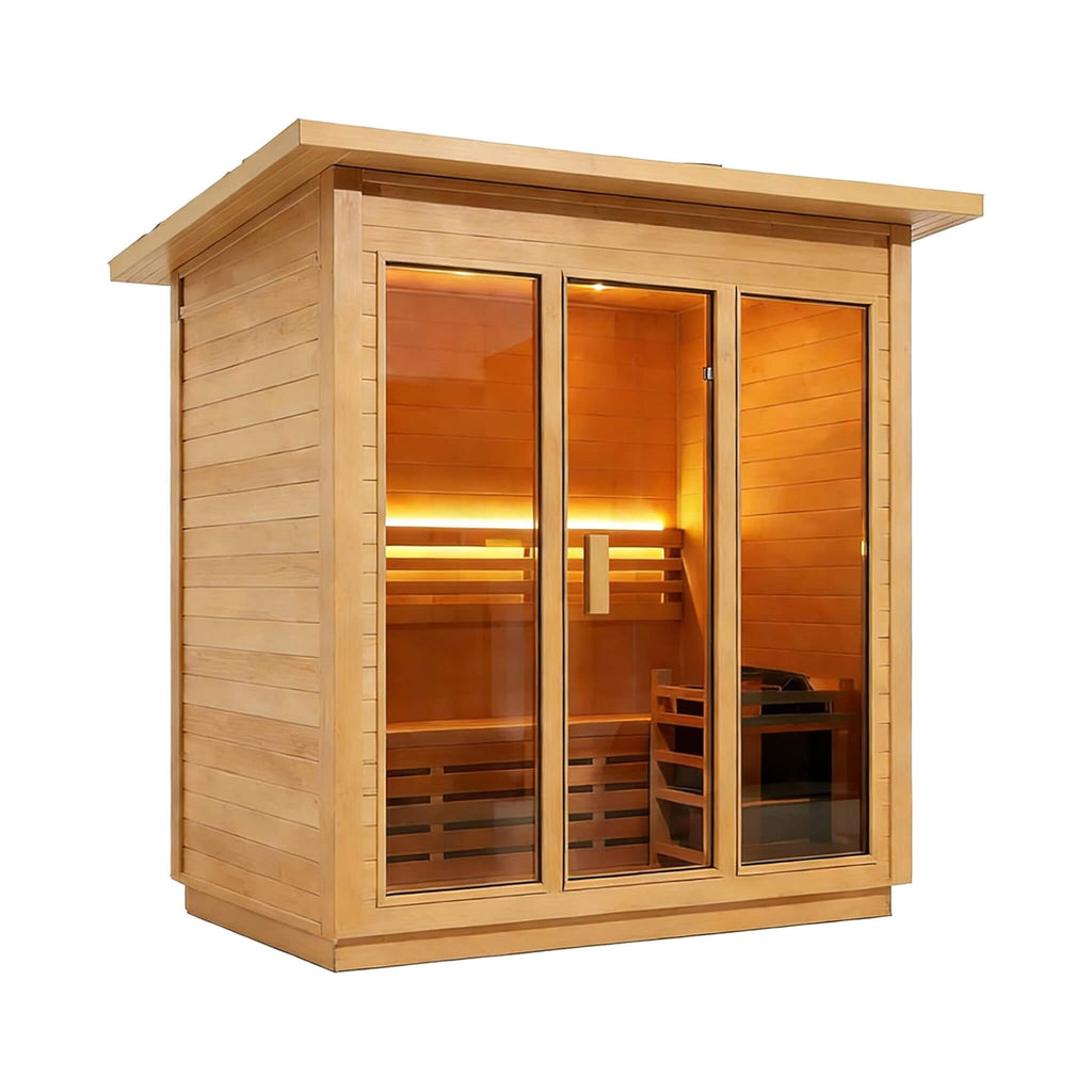 Custom 8-Person Luxury Canadian Hemlock Outdoor Steam Sauna With Heater And Stones [Made-To-Order] (SAK95107)