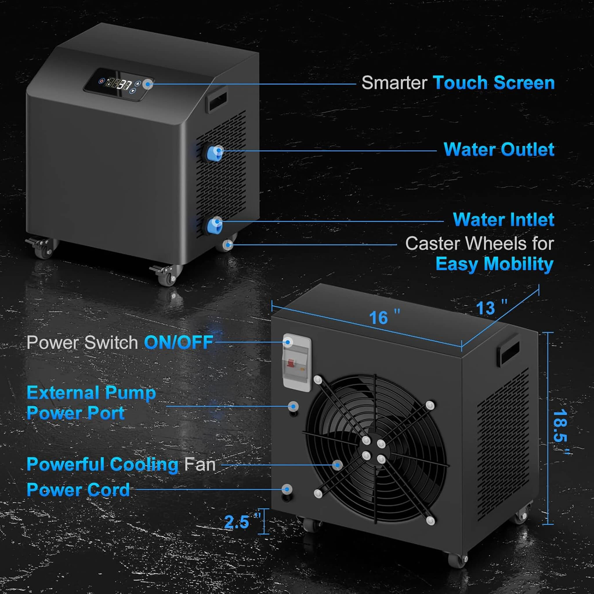 FCP Premium XL 120 Gal Cold Plunge Tub With 1HP Chiller, Filter, And Pump (SAK92632)