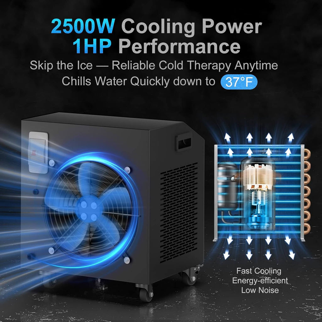 FCP Premium XL 120 Gal Cold Plunge Tub With 1HP Chiller, Filter, And Pump (SAK92632)