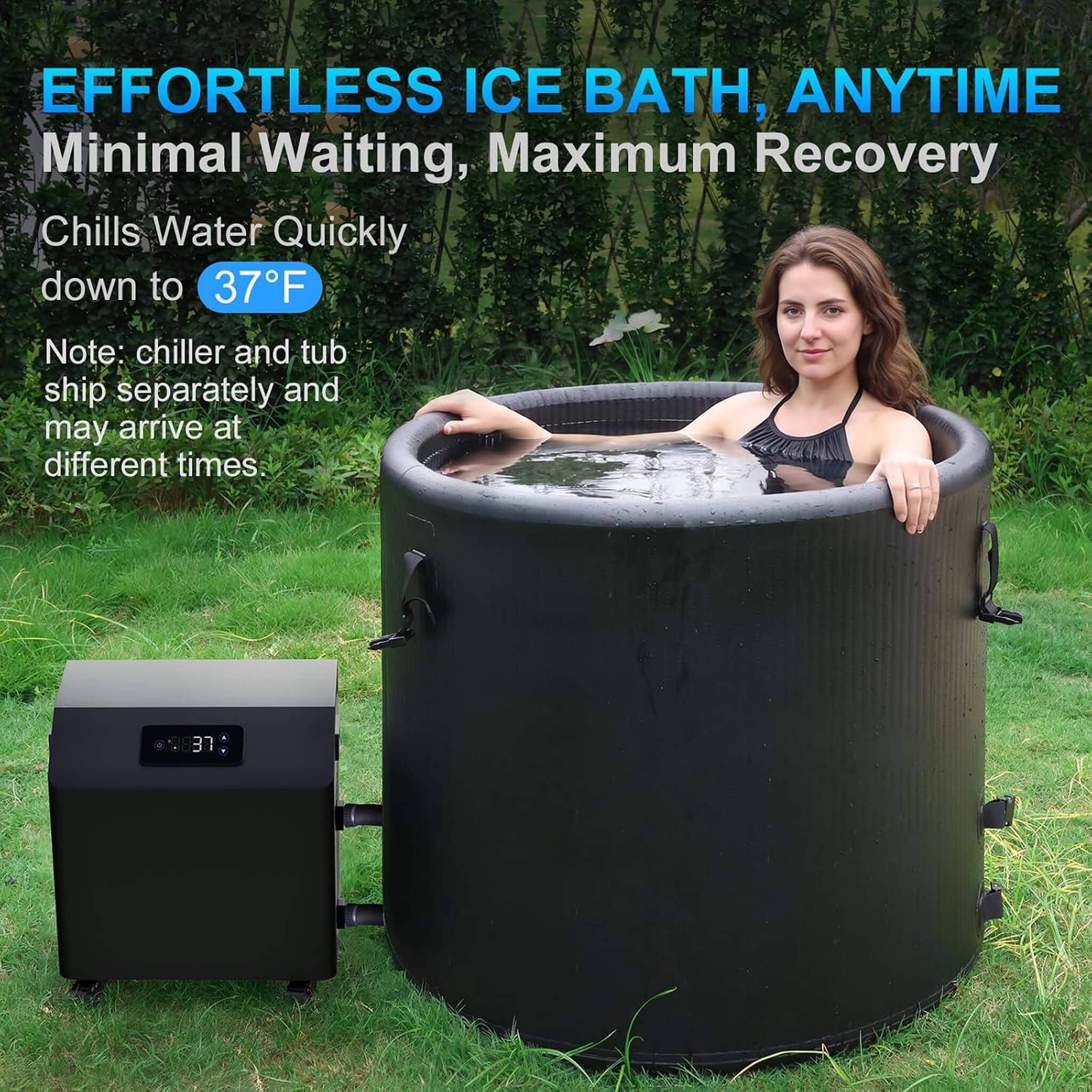 FCP Premium XL 120 Gal Cold Plunge Tub With 1HP Chiller, Filter, And Pump (SAK92632)