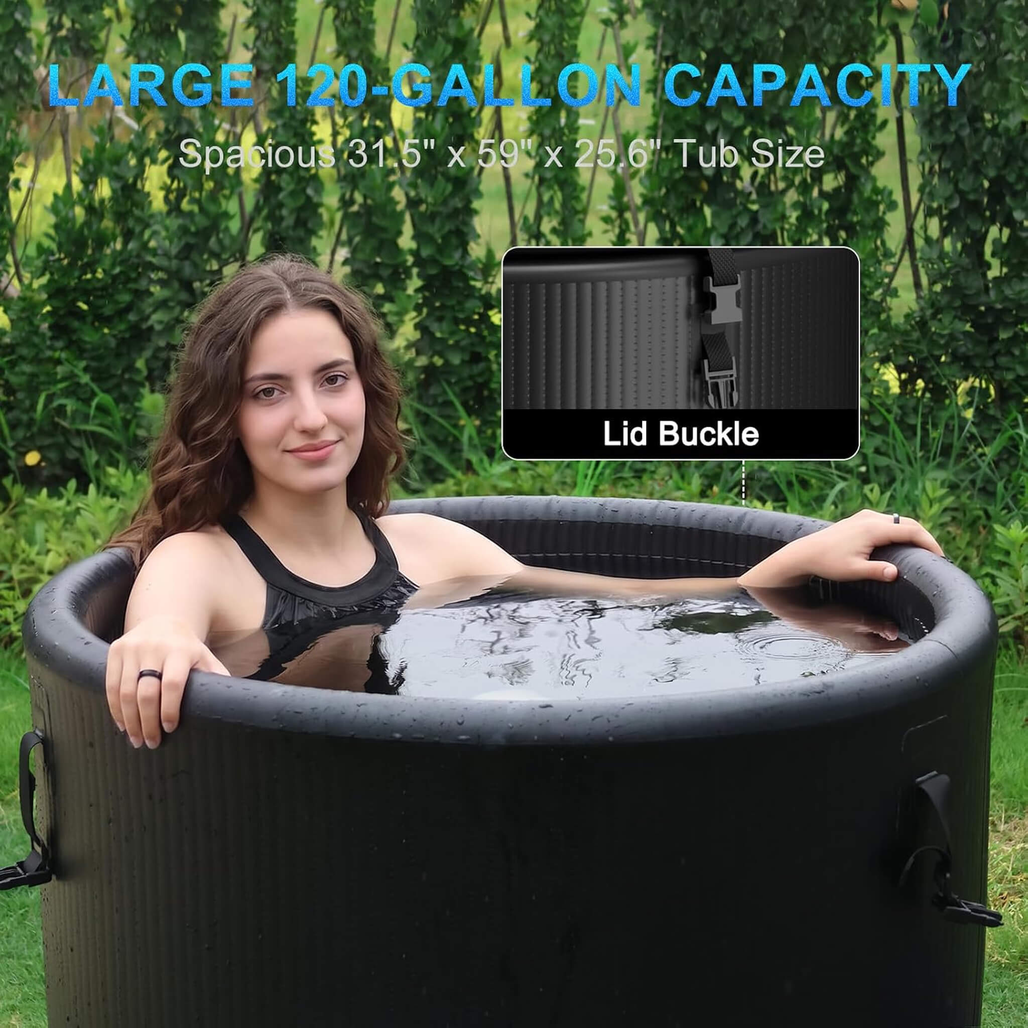 FCP Premium XL 120 Gal Cold Plunge Tub With 1HP Chiller, Filter, And Pump (SAK92632)